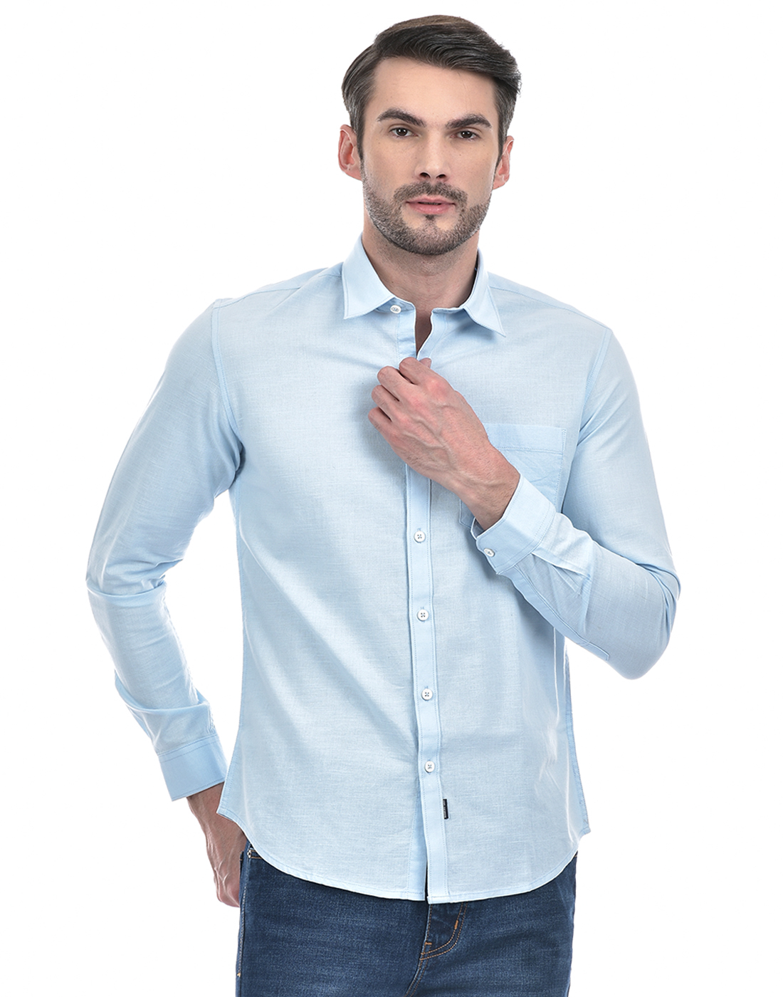 Numero Uno Men Solid Blue Shirt